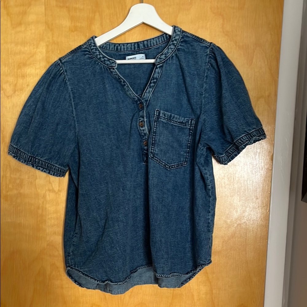 Sonoma Puff Sleeve Denim Shirt Size XL